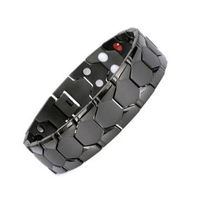 Armband grossist män kropp smycken 18 mm bred 4 färg rostfritt stål multi sfärisk germanium sten länk frisk armband tungt