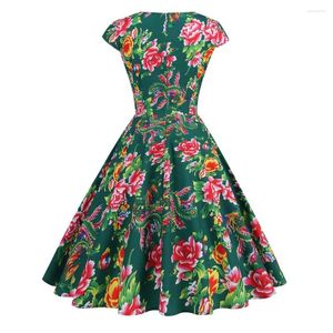 Party Dresses Floral Patterned Dress Chinese Style Print V Neck Midi With A-line Silhouette High Waist Hidden Zipper Ethnic