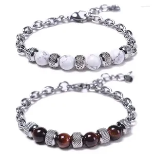 Charm Bracelets Stainless Steel Fashion Jewelry Natural Tiger Eye Obsidian Men's Women's Bracelet Gifts 8MM Bead String