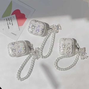 Obudowy telefonu komórkowego INS Loski Błyszcząca kreskówka Przezroczysta Miłość Kolorowe serce Cute Bear Eardphone Case for Apple Airpod Pro 3 2 2nd ładowanie miękkie pudełko