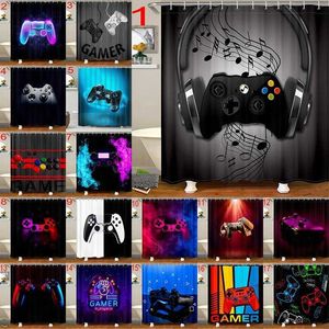 Shower Curtains Funny Gamer Shower Curtain Video Gaming Device Modern Cloth Polyester Fabric Waterproof Bathroom Decor with 12 Hooks