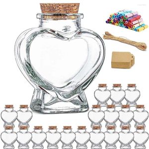 Flaschen herzförmige kleine Glasgefäße mit Korkdeckeln als Geschenk für Hochzeitsdekoration, DIY, Zuhause, Party, Gastgeschenke, Papierrollen