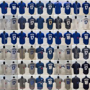 2024 Nowy baseball 18 Yoshinobu Yamamoto Jersey Stitch Home Away 17 Shohei Ohtani Jerseys Niebieska biała szara oddychająca koszulka sportowa Kobiet młodzież dla dzieci chłopcy xs-6xl