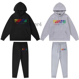 Felpa con cappuccio oversize Trapstar Tuta da uomo Camicie firmate Stampa Lettera Bianco e nero Grigio Arcobaleno Colore Sport estivi Moda XMGK XMGK B83W