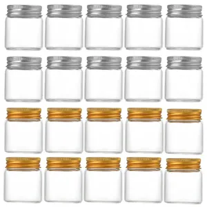 Storage Bottles 20Pcs 50ml Small Glass Jars With Aluminum Lids Medicines Can Food Sealed Container Candy Packing Jar Household Kitchen