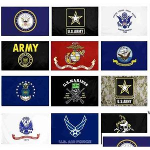 Banner Flags US Army Flag USMC 13 Styles Direct Factory Wholesale Air Force Skl Gadsden Camo Banner Marines ZZ Drop Delivery Home Gard Otaxk