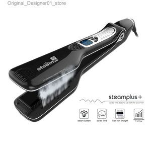 Hair Straighteners Steampod Hair Straightener Professional Flat Iron Straightening Iron Brush Titanium Ceramic Hair Comb Curler Steam Hair Curler Q240124