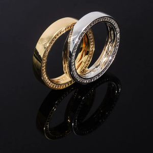 S925 srebrne pierścienie okrągłe pierścienie palec mody mężczyzn kobiety cZ kamień bling mrożony para pierścionka męska biżuteria hip -hopowa biżuteria
