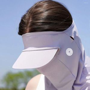 Sciarpe Berretto a tesa larga Maschera tinta unita Protezione solare Velo Protezione per gli occhi per donna Cappello da sole in seta Gini Cover