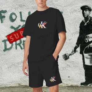 Männer Trainingsanzüge 2023 Sommer Neue männer T-Shirts Set Baumwolle Luxus Marke Shorts Trainingsanzug 2 Stück Outfits Mann Kleidung Streetwear freies Verschiffen T240124