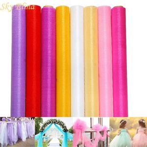 48cmx5m Sheer Crystal Fabric Organic Sheer Scroll Thread Wedding Decoration Birthday Party Children's Baby Shower 7ZSH015A1 240124