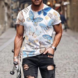 Männer T-Shirts 2024 Sommer Exquisite Schmetterling Muster Hemd Für Männer Casual Übergroße Kurzarm Kleidung Streetwear 3D Druck Top t