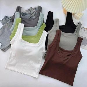 Unterhemden, Tanktops, Camisole mit quadratischem Kragen, süß, mit Brustpolstern, feste Körbchen, Brustumhüllung, U, rückenfrei, freie Größe, einteilige Unterwäsche