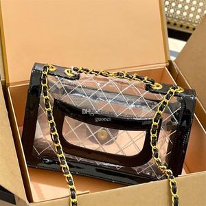 Designer- Summer Women Transparent Borse Clear Pvc Messenger Beach Bull Bagly Small Tote con catena e borsa a tracolla Handb291n