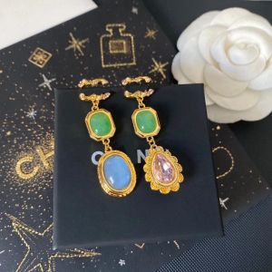 Orecchini con gemma di fascino di lusso Orecchini in oro con perno di design Gioielli con pendente a goccia d'acqua di moda Orecchini pendenti Boutique Compleanno romantico Regali di nozze di San Valentino -3