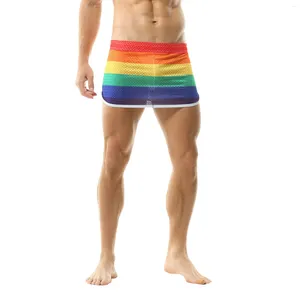 Męskie spodnie męskie letnia moda swobodna spódnica pusta oddychająca elastyczna elastyczna duża talia cienki luźne seksowne mężczyźni spodki z kieszeniami