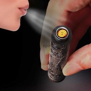 Lighters Huozhezi Blow Lighter Coil Tungsten Wire USB Charging Outdoor Portable Windproof Flameless Cigarette Lighter Men's Unusual Gift YQ240124