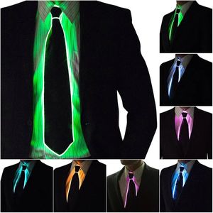 Men's luminous tie EL wire neon light LED luminous party Halloween Christmas luminous decoration DJ bar club stage props clothing 240124