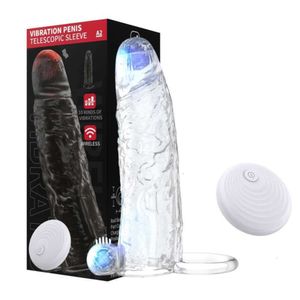 Sexspielzeug-Massagegerät, Fernbedienung, Penis-Vibrationsvergrößerungsprodukt, wiederverwendbares Spielzeug für Männer, Paare, Ärmelvibrator