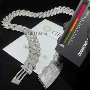 Fashion Jewelry 3ex d Color Vvs Moissanite Cuban Chain with Hip Hop Custom Size 925 Silver Necklace for Men Women A4CP