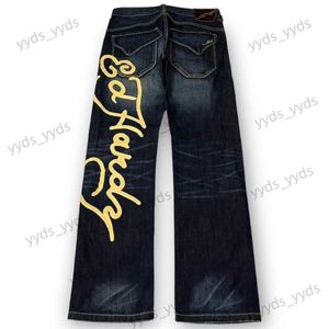 Calças masculinas Y2K Low Rise Jeans Homens Harajuku Goth Punk Imprimir Calças Oversize Mulheres Moda Hip Hop Streetwear Calças Baggy Roupas Vintage T240124