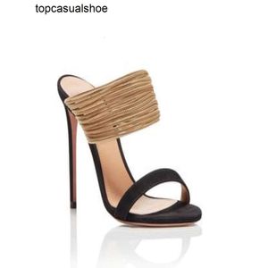 Aquazzura Aura Rendez Official Perfect Caffice Shoes vous насосы подлинные кожаные новые тапочки высокие каблуки Sandals1418959