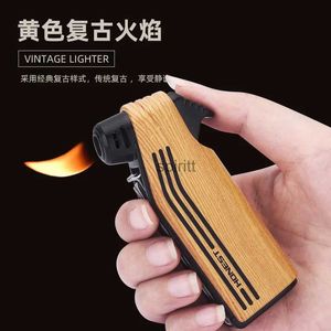 Lighters Multifunctional Special Pipe Machine Oblique Fire Retro Open Fire Lighter Inflatable with Smoke Knife Pressure Stick Scraper YQ240124