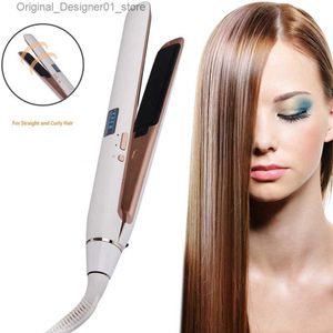 Alisadores de cabelo Profissional Alisador de Cabelo Ferro Display LED Placa de Revestimento Cerâmico Iônico Curling Iron Chapinha Flat Iron Styling Tool Q240124