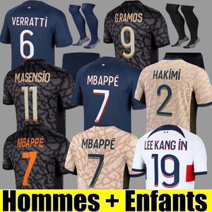 2023 2024 Maillot de Foot Mbappe Soccer Jerseys Kolo Muani O.Dembele Asensio Hakimi Ugarte Football Shirt 23 24 Hommes Enfants Men Kids Kit