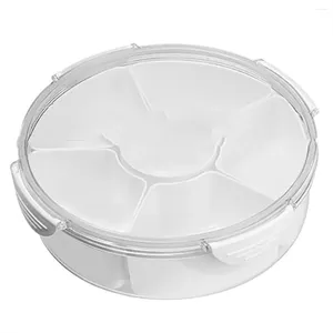 Dinnerware Sets Veggie Tray With Lid - Divided Snackle Box Container 6 Compartments For Party Serving Platter Fruit Snack