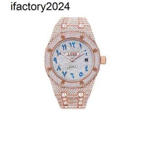 Ap Watch Diamond Moissanit Iced Out Can Pass Test 1SSG 2023Other 2023 bNew dign Blu Japane Quartz Movement Custom Blue Arabic Number Dial Wrist for Women Jewelry0