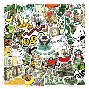 50PCS Money Stickers Funny Currency Coin Personality Retro Graffiti Stickers Rich Men Notebook Scooter Guitar notebook Notebook Waterproof Sticker Bulk