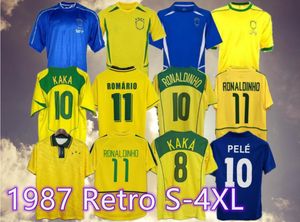 Brasil Vintage Jersey Romario Rivaldo Brazils Carlos Ronaldinho Camisa de Futebol 1998 2002 Ronaldo Kaka 2006 2000 1994 1970 1957 1950 Pele Retro Soccer Jerseys