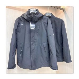 Designer de moda mens jaqueta homens outerwear ao ar livre quente dois em um capuz destacável forro interno de pelúcia esportes lazer homens casacos de inverno engrossado solto casal top