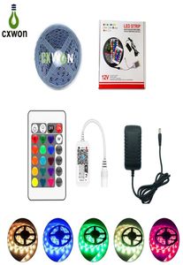 5050 RGB LED -remsa 5m 30Ledm 60Ledm Smart Strips 24Keys WiFi Controller strömförsörjning kompatibel med Alexa etc9390743