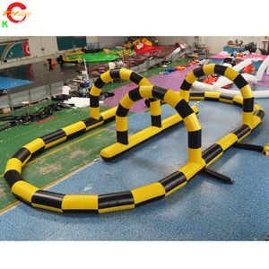 15x8m (50x26 pés) Com soprador Navio grátis Atividades ao ar livre Inflável Gokart Racing Track Jogo Brinquedos Didi carro Bumber bolas arena de corrida para venda