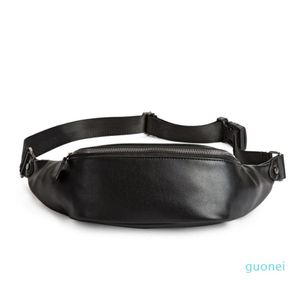 Men Bumbag Fanny Pack Pack Hip Banano de Cintura Banana Ciist Pack Pu Couro preto Bolso de cinto de estilingar