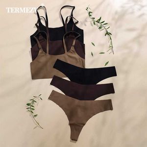 Sexy conjunto feminino sem costura conjunto de sutiã sexy tanga calcinha de cintura baixa fio livre sutiã bralette lingerie sutiã de seda gelo conjunto de roupa interior feminina