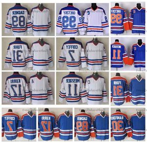 남성 빈티지 99 Wayne Gretzky 11 Mark Messier Hockey Jerseys 17 Jari Kurri 31 Grant Fuhr 30 Bill Ranford 89 Sam Gagner 7 Paul Coffey 43