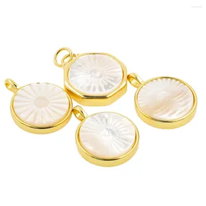 Anhänger Halsketten Mode Weiß Runde Sonne Peal Shell Vergoldet Glück Hip Hop Medaille Charms Für DIY Halskette Herstellung Schmuck Erkenntnisse geschenk