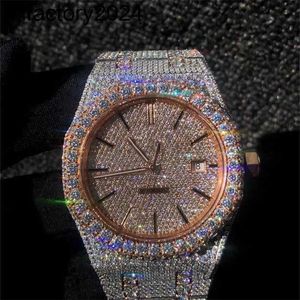 AP Watch Diamond Moissanit buzlu Out Test Dingrer'ı geçebilir Özel Digner Özel Geçebilir Tespit Safir Cam 904 Steinls Çelik Kayış Orijinal Kutu ve Kağıt