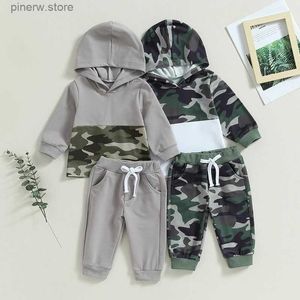 Clothing Sets Lioraitiin 0-24M Newborn Baby Boy 2Pcs Tracksuit Camouflage Patchwork Long Sleeve Hoodie Sweatshirt Pants