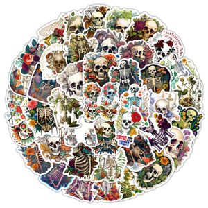 50PCS New Aesthetic Stickers Skeleton with botanical Graffiti Decorated Suitcase Notebook Guitar Scooter Waterproof Sticker Bulk