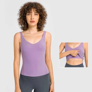 Yoga lu Sport Bra Align Tank Top Sexy V-Ausschnitt Sport Taillenlänge Tanktops Jagd Weste Taille Support Set LL Zitronen Lu-08 Gry 2024 Sommer Tops