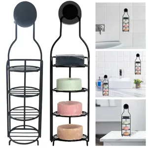 Kitchen Storage 4-Layer Wall Mounted Soap Caddy With Suction Cup Dish Rack Self Draining Basket Rustproof For Shower
