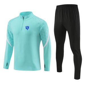 Al-Hilal Saudi Men casual sportswear children outdoor fashion sports suit half zipper long sleeve breathable casual sports jacket