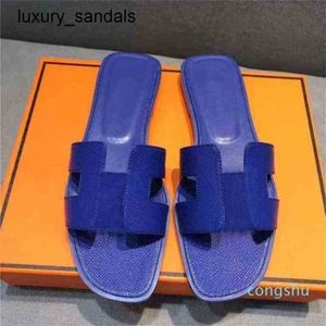 Orans Slippers Sandals Designer Slippers Sliders Leather Summer Sandals Flats Beacslides Crocodile Skin Shoes Ladies Sandal RJ E9H6