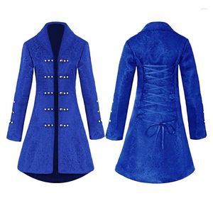 Women's Trench Coats Women Jacquard Jacket Victorian Medium Length Coat Gothic Steampunk Vintage Overcoat Girls Long Sleeve And Jackets