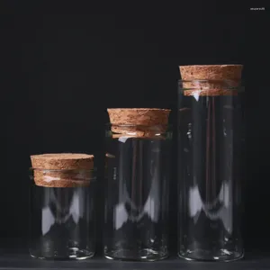 Estatuetas decorativas 10pcs frasco de armazenamento vazio de vidro transparente com rolha de cortiça frasco de arte DIY