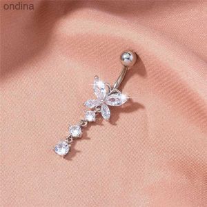 Navel Bell Button Rings Zircon Butterfly Pendant Crystal Belly Button Rings Piercing Navel Nail Body Jewelry for Women Fashion Body Piercing Jewelry YQ240125